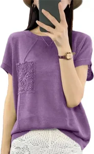 Женская футболка-пуловер с круглым вырезом