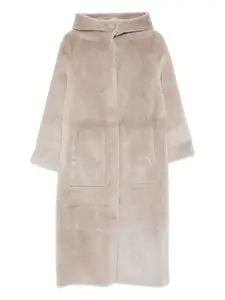 Дубленка с капюшоном Simonetta Ravizza, нейтральный