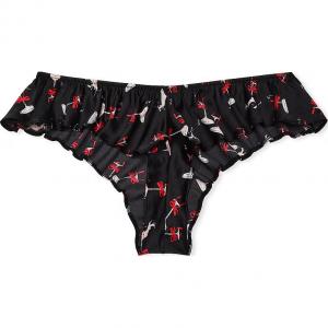 Victoria's Secret Very Sexy Satin Bows Cheeky Panty/ черные трусики Women's 1 Pack Black