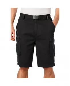 Большие и высокие 12" шорты карго с боковой резинкой и ремнем из твила KingSize, черный