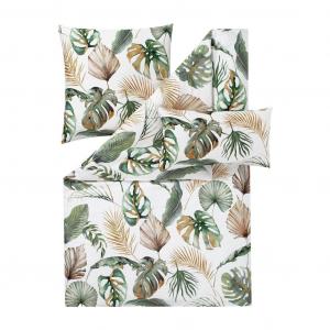 Сатиновое постельное белье Estella Mako Orlanda зеленый 200х220 см + 2х 80х80 см + 2х 40х80 см