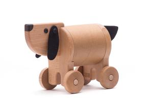 Деревянный сейф для игрушек на колесах - Собака Bajo