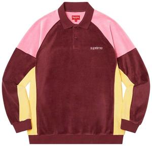 Поло Supreme Paneled Velour Long-Sleeve Polo 'Cardinal', красный