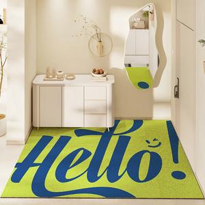 Dajiang Ковер 120х150 см из шелка с петлевым ворсом, для входной двери, противоскользящий, уличный и домашний, с улыбающимся лицом, зеленый [легко чистить/без песка]