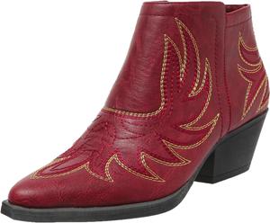 Женские ковбойские ботинки ZBYY, ковбойские ботильоны с вышивкой, западным стилем, заостренным носком и массивным каблуком, Wine