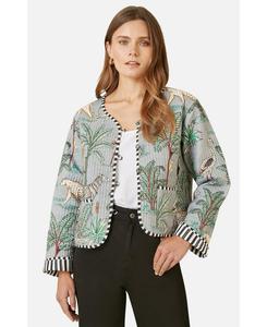 Женская двусторонняя укороченная стеганая куртка с анималистическим принтом Yumi, Grey