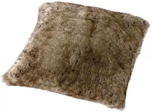 Меховая подушка Gözze "Волчий мех", чехол на подушку с перьями, 1 шт 50х50 см, серый/коричневый