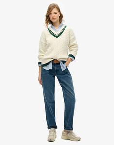 Свободный джемпер Superdry с V-образным вырезом, цвет: белый с оттенком