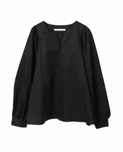 Хлопковая лациновая полосатая блузка с присборенной отделкой, напоминающая пишущую машинку Plain People, цвет Black