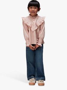 Детский топ Riley с клеткой и рюшами Whistles, Pale Pink/Multi
