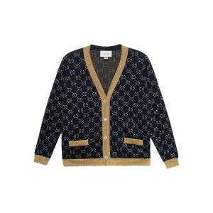 Gg supreme металлический кардиган GUCCI, темно-синий