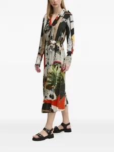 Платье-рубашка с поясом и принтом Desigual, нейтральный