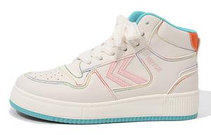 Кеды, скейтборд обувь женская высокая бежевый/розовый Feiyue