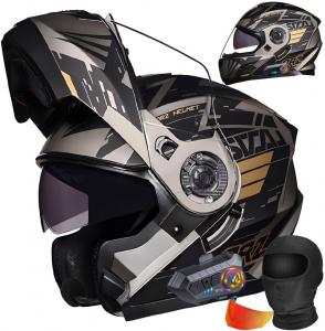 Шлем Halying Motorcycle Bluetooth, черный / серый