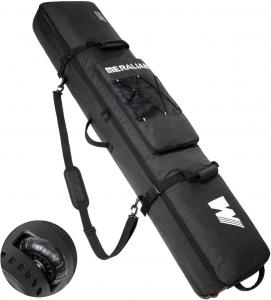 Сумка для сноуборда с колесами, мягкая сумка на роликах для одного сноуборда и ботинок для сноуборда, доступная длина 160 см и 170 см. MERALIAN, Blk