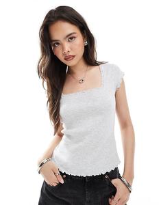 Футболка Superdry Essential с квадратным вырезом и короткими рукавами в цвете «ледниково-серый меланж»