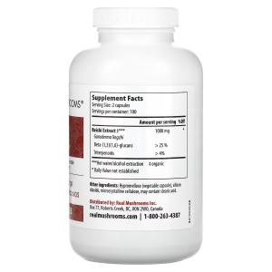 Добавка Real Mushrooms Долголетие, 200 капсул