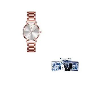 KANGOL Женские наручные часы с кварцевым механизмом стальным браслетом белым циферблатом