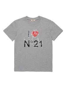 Nº21 Kids футболка из хлопка с пайетками, серый