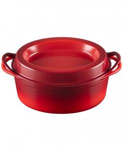 Эмалированная чугунная овальная кастрюля-дуфеу объемом 7,25 кварты (около 2,3 литра) Le Creuset, цвет cerise