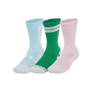 Носки PerformanceTech Crew Socks унисекс, комплект из 3 пар Under Armour, 3-pack (синий+зеленый+розовый)