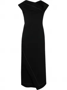 Платье с контрастной строчкой и драпировкой JIL SANDER, черный