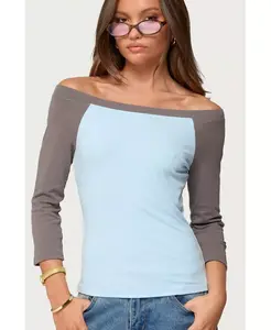 Женский топ Keri с лодочкой и контрастным регланным рукавом Edikted, синий