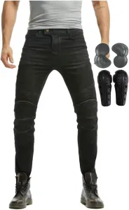 Всесезонные мотоциклетные джинсы с защитными вставками, эластичный деним и защита CE для городских поездок и внедорожных ралли, Schwarz