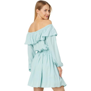 Платье Wrangler Ruffle Off Shoulder Dress, цвет Light Teal