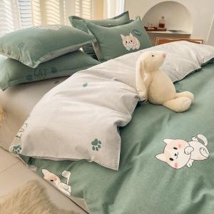Yalu Пододеяльник 150х200 см, 1.5 м, цвет Naughty Cat Green YC