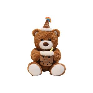 Плюшевая кукла милый медвежонок с тортом и молочным чаем высота 22см/32см KUKADI