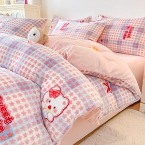 Yalu Пододеяльник 220х240 см, двойная сторона, утолщенный молочный велюр, цвет M蛋糕猫咪