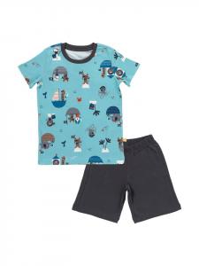 Schlummersack Детские короткие шорты из органического хлопка светло-голубого и красного цвета