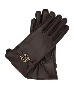 Кожаные перчатки с монограммой Kazar, коричневый