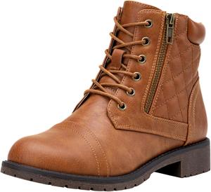 Женские боевые ботинки Vepose на шнуровке, удобные короткие ботильоны с низким каблуком, Gelbbraune Tasche-903