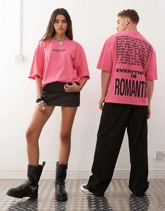 COLLUSION официальная унисекс-футболка Charli XCX BRAT пике свободного кроя розового цвета