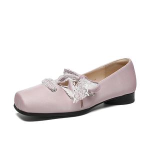 ZHR Женские туфли Мэри Джейн на массивном каблуке бежевые, цвет Beige