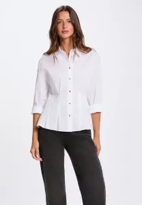 Блузка с воротником-стойкой и застежкой на пуговицы. Morgan, Blanc