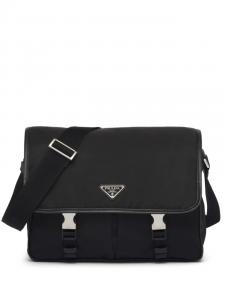 Prada сумка через плечо Re-Nylon с логотипом, черный