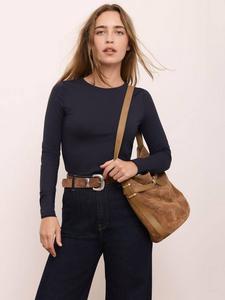 Топ с длинным рукавом и круглым вырезом Mint Velvet, Blue Navy