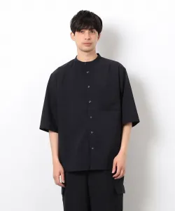 Рубашка с воротником-стойкой из полиэстера, напоминающего лен, с рукавами 5/8 (подходит для пошива одежды) Comme Ca Ism, цвет Black