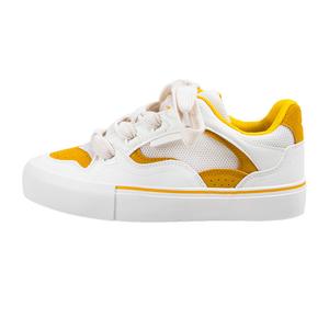 MINGKUANG Износостойкие, легкие и дышащие низкие кроссовки для скейтбординга для женщин, белые и желтые