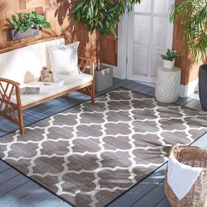 Ковер SAFAVIEH, 166 x 232 см, Rug Havana Collection HAV329E Moroccan Trellis Geometric Indoor/ Outdoor Non-Shedding Easy Patio Backyard Porch Deck Mudroom Area, Light Brown/Ivory