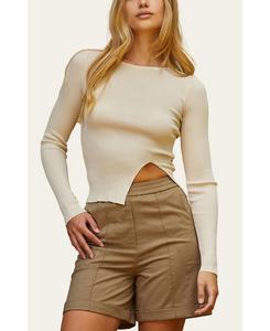 Женский вязаный топ Darcie с разрезом спереди CRESCENT, Light beige + cream