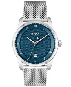 Мужские часы Principle Quartz Basic Calendar из нержавеющей стали серебристого цвета, 41 мм Hugo Boss