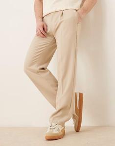 Элегантные брюки прямого кроя ASOS DESIGN со складками спереди с микротекстурой камня