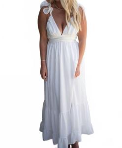 Женское платье макси Luna Ruffle в цвете айвори Main Strip, кремовый