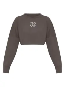 Укороченный свитшот с логотипом Palm Angels, серый