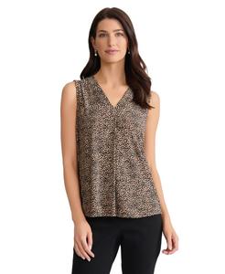 Женская блузка без рукавов с V-образным вырезом и складками спереди Jones New York, Black multi