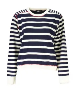 Синий хлопковый вязаный свитер Desigual, синий